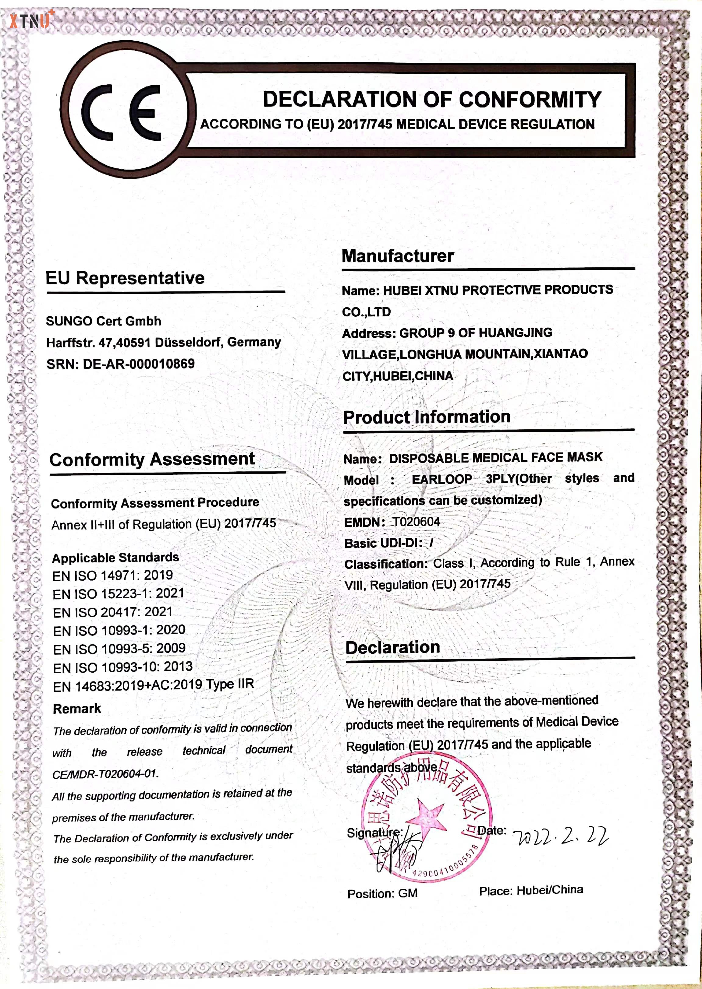 CE CERTIFICATE APPROVED