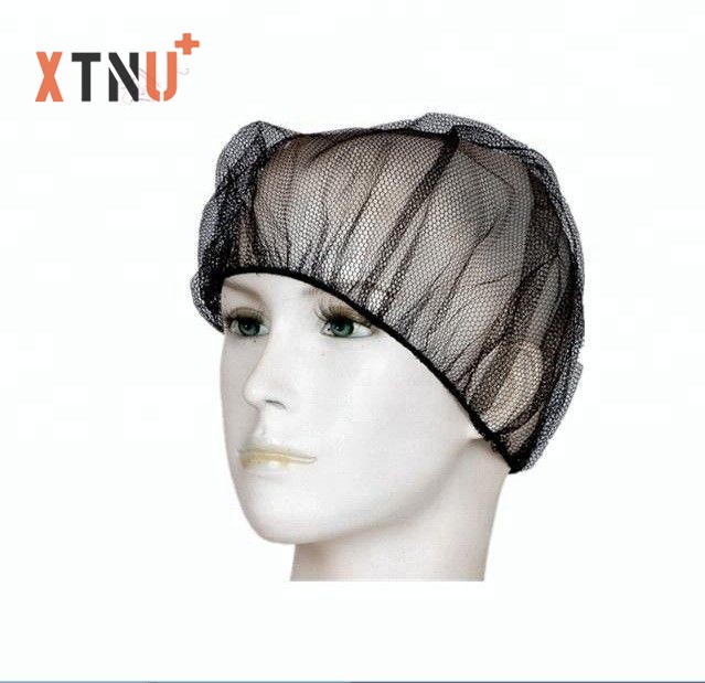 Nylon Hairnet Cap 21" 24" black/white/brown colour head cover disposable mesh nylon snood cap for factory food industry