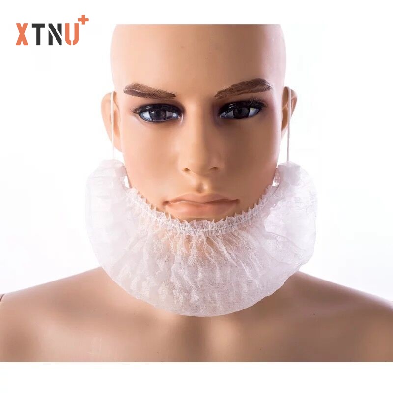 Disposable PP Nonwoven Beard Cover, White, 9*18'' 10gsm, Single Loop,Logo customized,2000 PCs/Carton